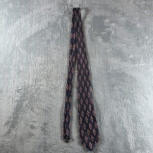 Robert Talbott Nordstrom Mens Silk Tie‎ Navy Blue Geometric Diamond Hand Sewn